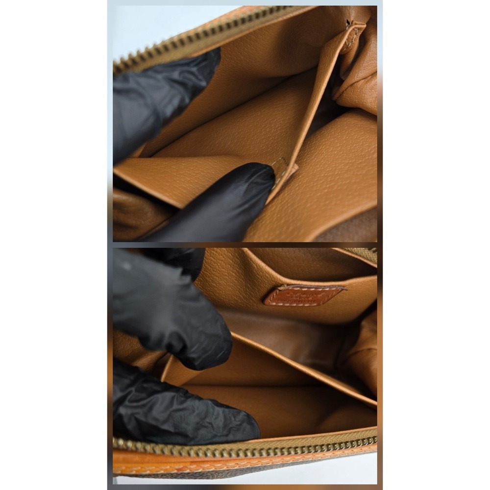 Celine Vintage Macadam Monogram Cosmetic Pouch Brown Coated Canvas Made in Italy - Picture 6 of 9